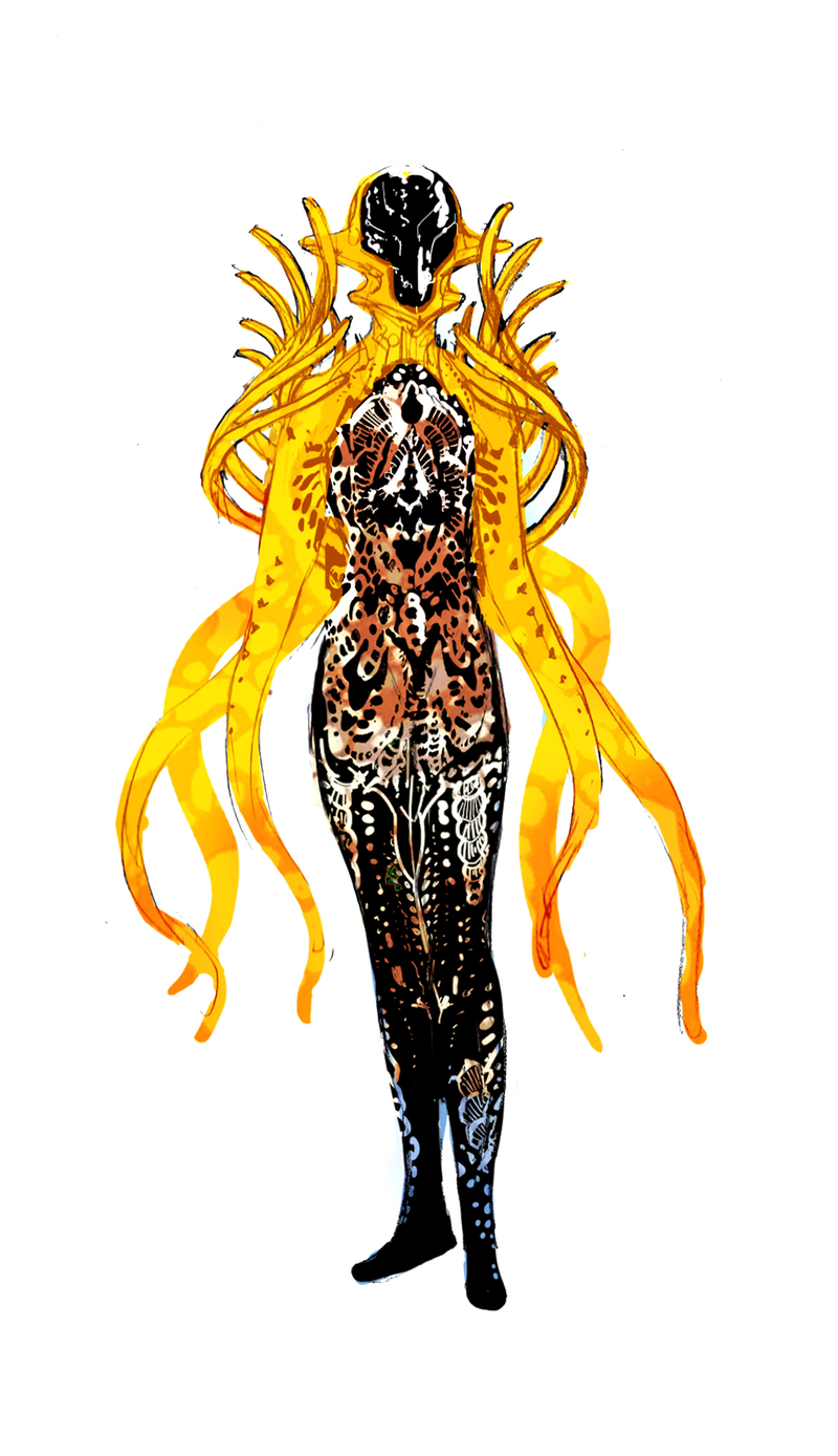 A design sketch for a character called Kana.